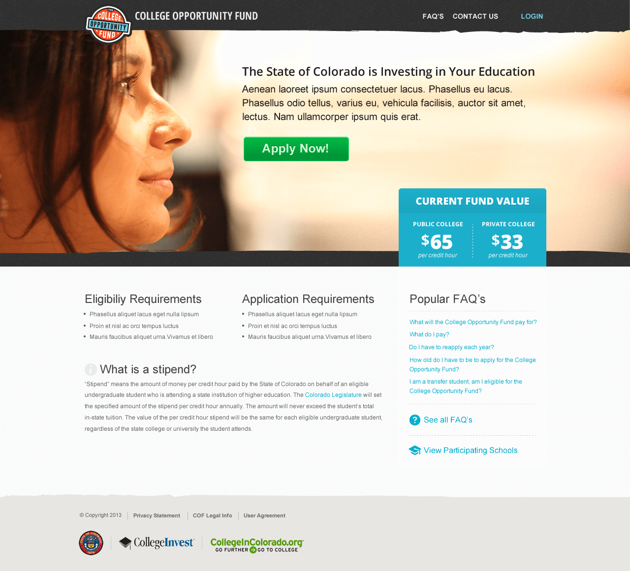 CollegeInvest Homepage Screenshot
