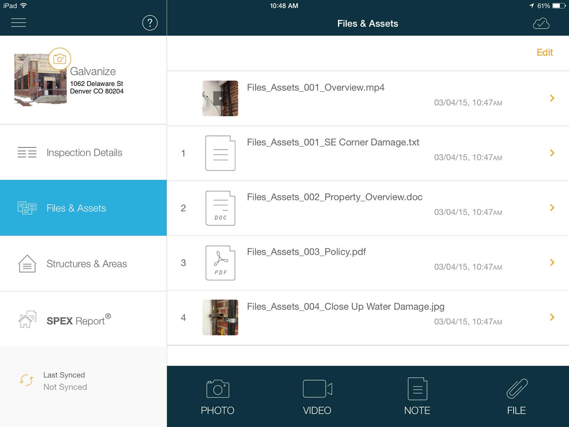 Spex on iOS. Assets & Files View