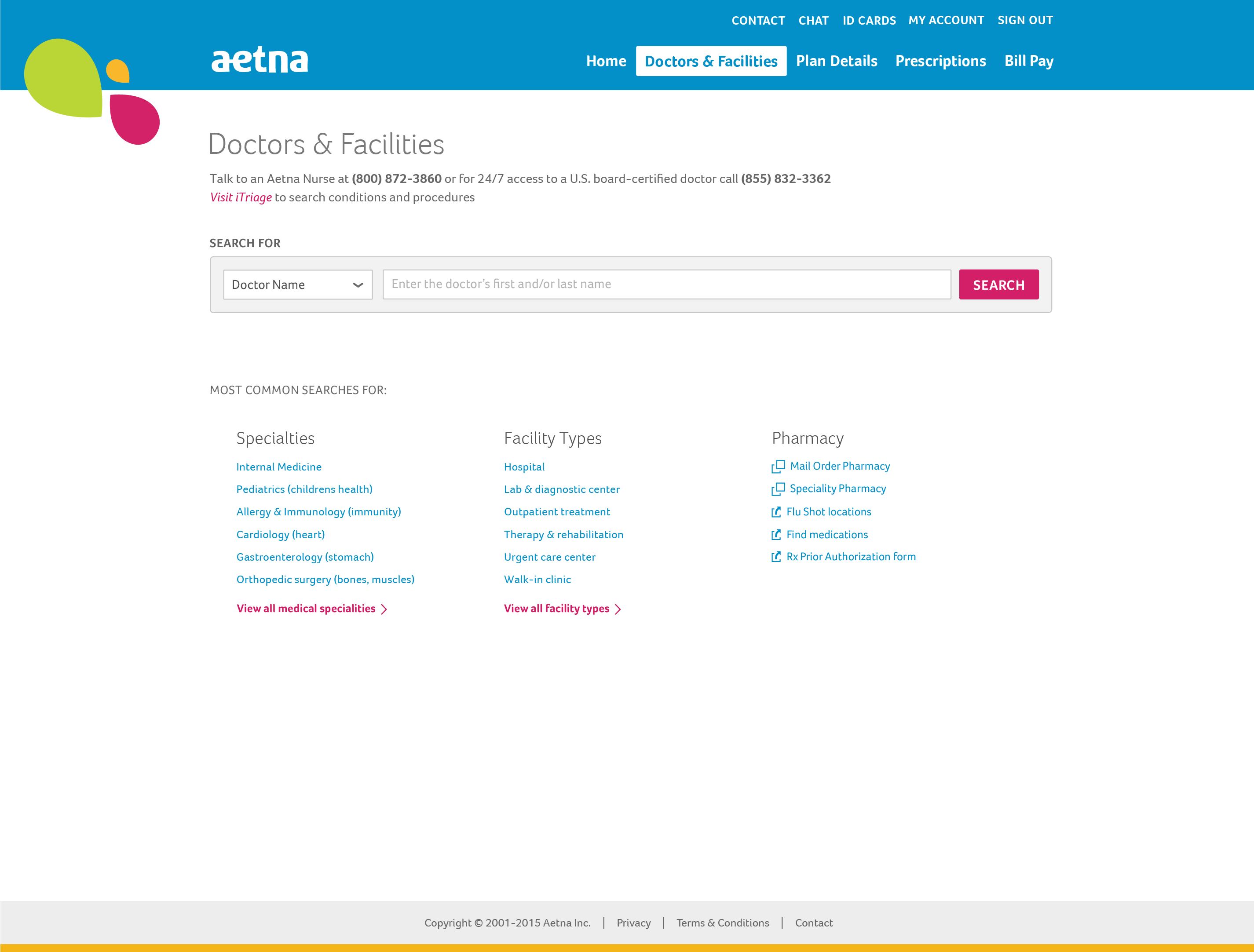 aetna member central / doctors and facilities search